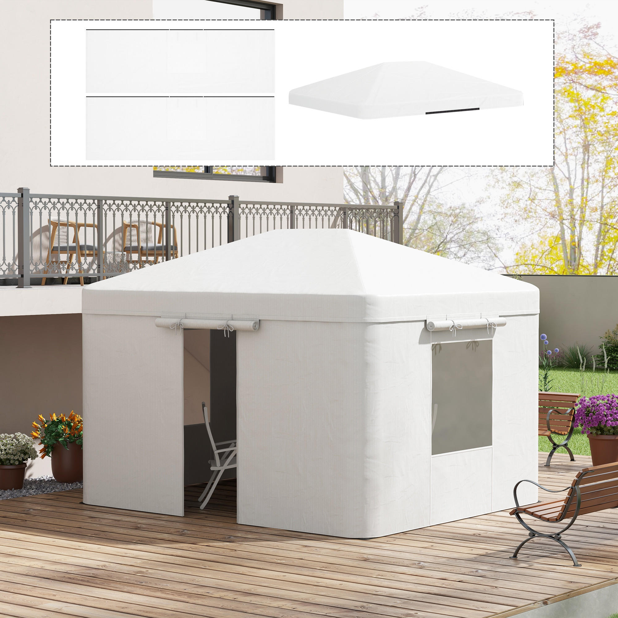 ERSATZDACH-SET, Gartenzelt, Weiß - Weiß, Kunststoff (300/270/360cm) - Outsunny