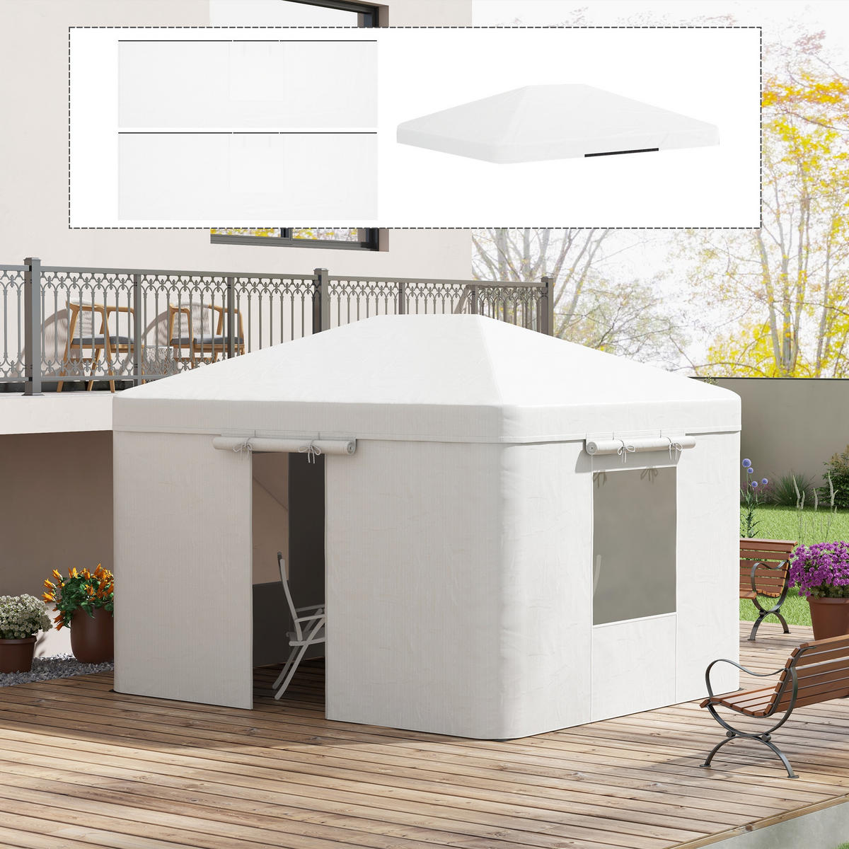 ERSATZDACH-SET, Gartenzelt, Weiß - Weiß, Kunststoff (300/270/360cm) - Outsunny