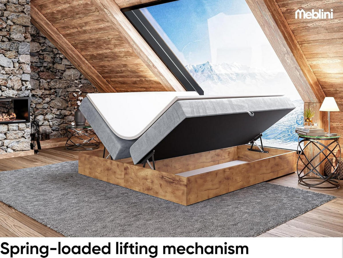 BOXSPRINGBETT LOFTY BOX - Grau, Holzwerkstoff (160/220cm) - Meblini