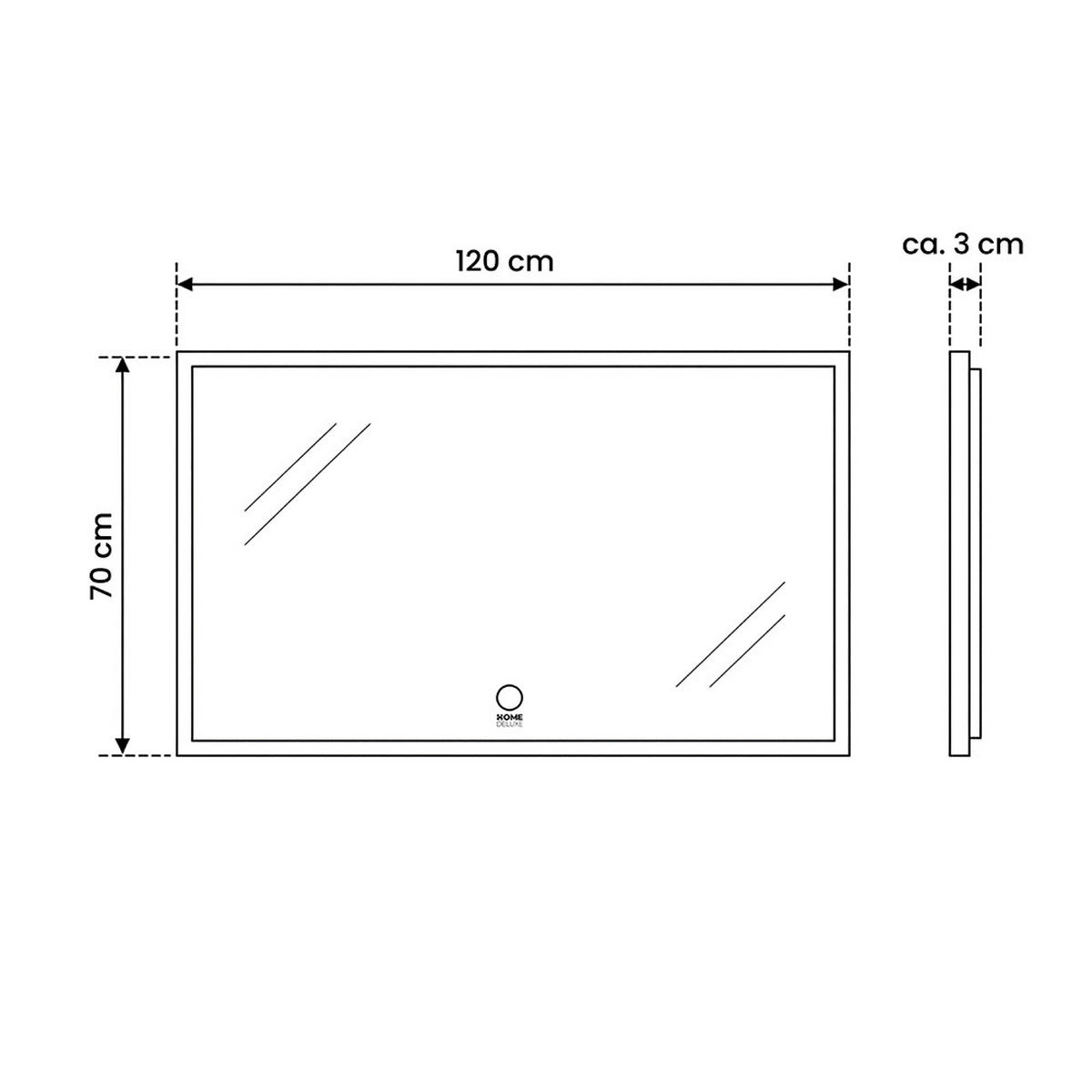 LED-SPIEGEL Rechteckig NOLA – 120 x 70 cm - Weiß, Glas (120/70/1cm) - Home Deluxe