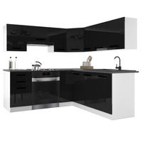 KUCHYNSKÁ linka Italia 6 360 cm, s pracovnou doskou, čierna - čierna, drevo (360/143/60cm) - B BELINI GROUP