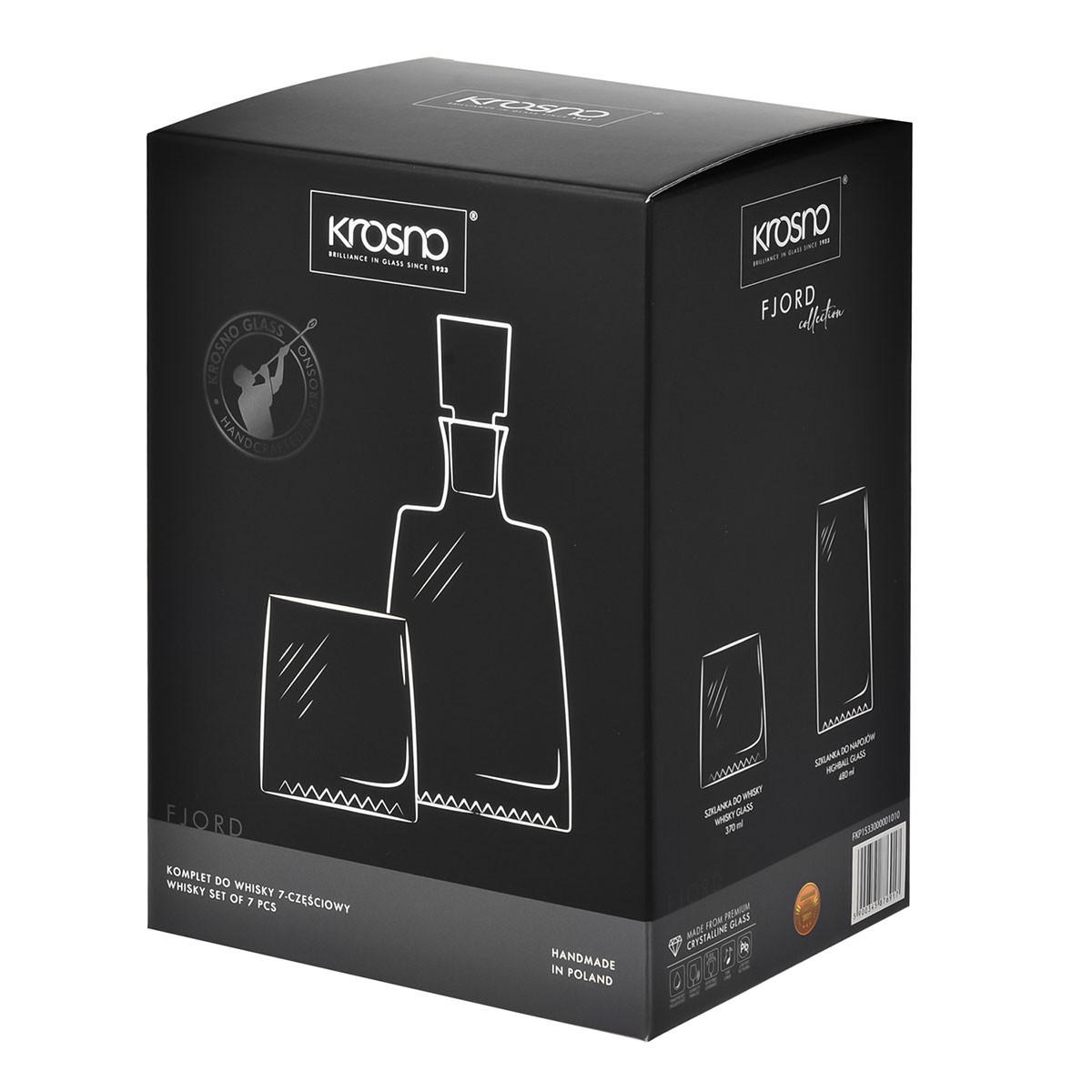 WHISKY SET Fjord, 7er-Set, 950 ml / 370 ml, Hangemacht - Transparent, Glas (0.95L) - Krosno Glass