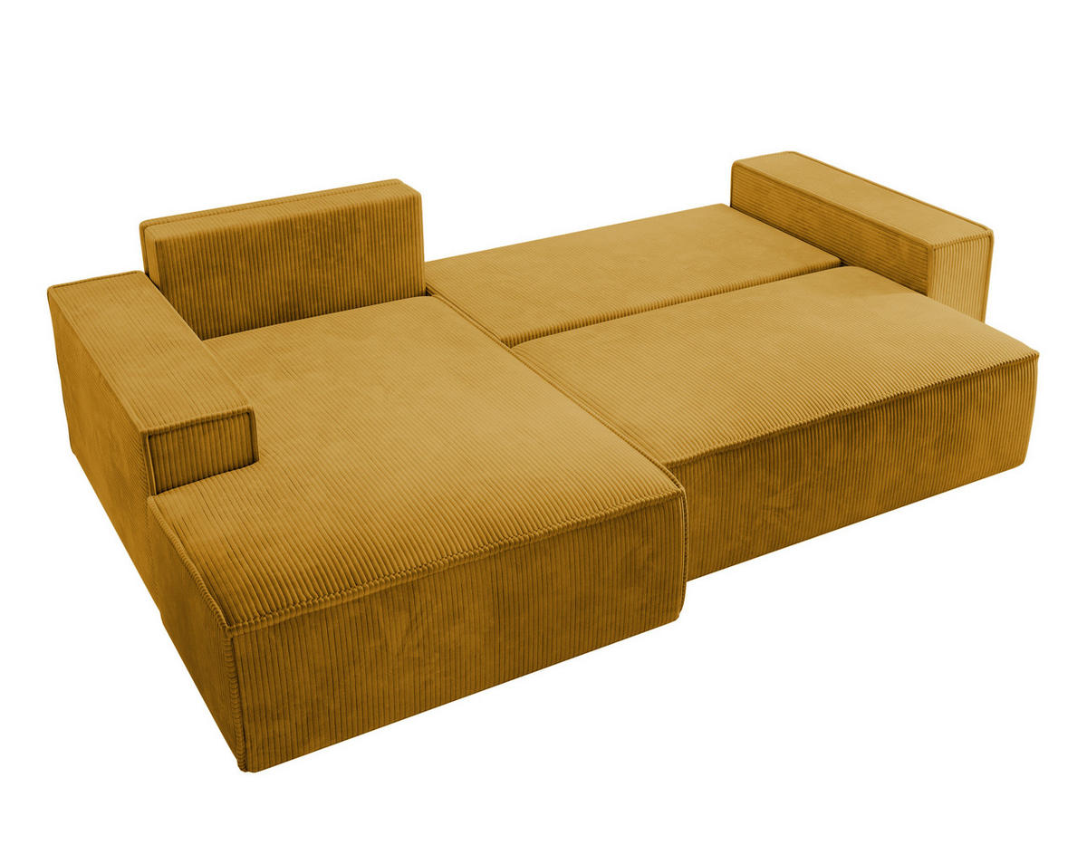 ECKSOFA Farese Senfgelb Cordbezug - Messingfarben/Schwarz, Kunststoff/Textil (267/167cm) - Selsey