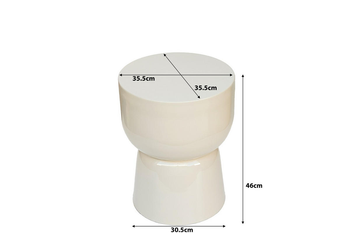 BEISTELLTISCH Kian - Weiß - 46/35.5/35.5 cm - Weiß, Metall (35.5/35.5/46cm) - Livingfurn