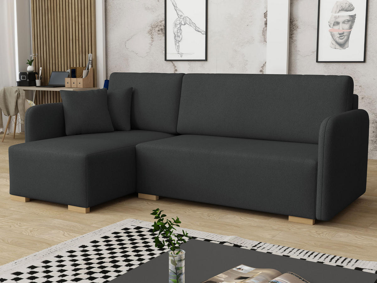 ECKSOFA Como L - Anthrazit/Naturfarben, Holz/Textil (220/140cm) - MIRJAN24