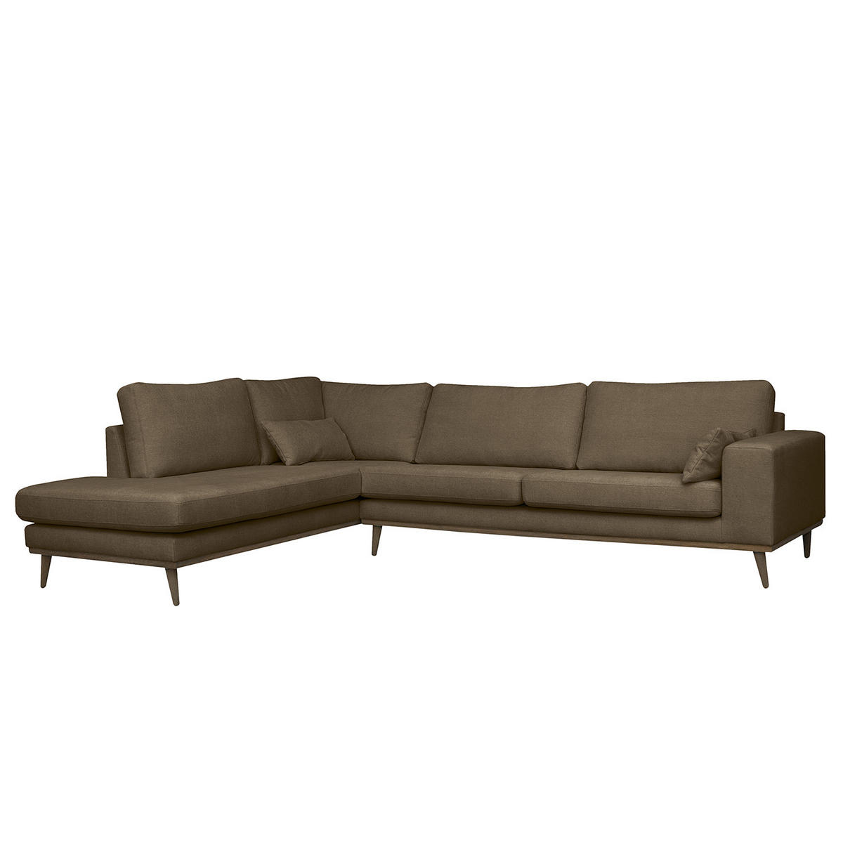 ECKSOFA mit Ottomane - Eichefarben/Beige, Textil (287/219cm) - home24