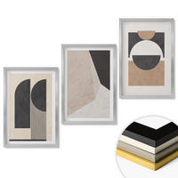 WANDBILDER 3er Set - 40x60 cm Silberner Rahmen - Abstrakte Formen beige braun - Silberfarben, Kunststoff (40/60cm) - ArtPrintCave