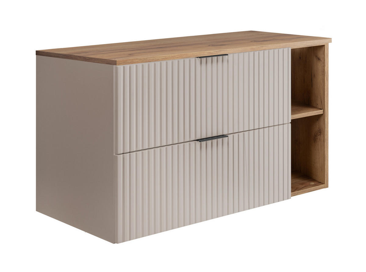 WASCHBECKUNTERSCHRANK FLOW mit Regal + Platte Eiche Craft 80/57/46 cm - Eichefarben, Holzwerkstoff (80/57/46cm) - Rodan