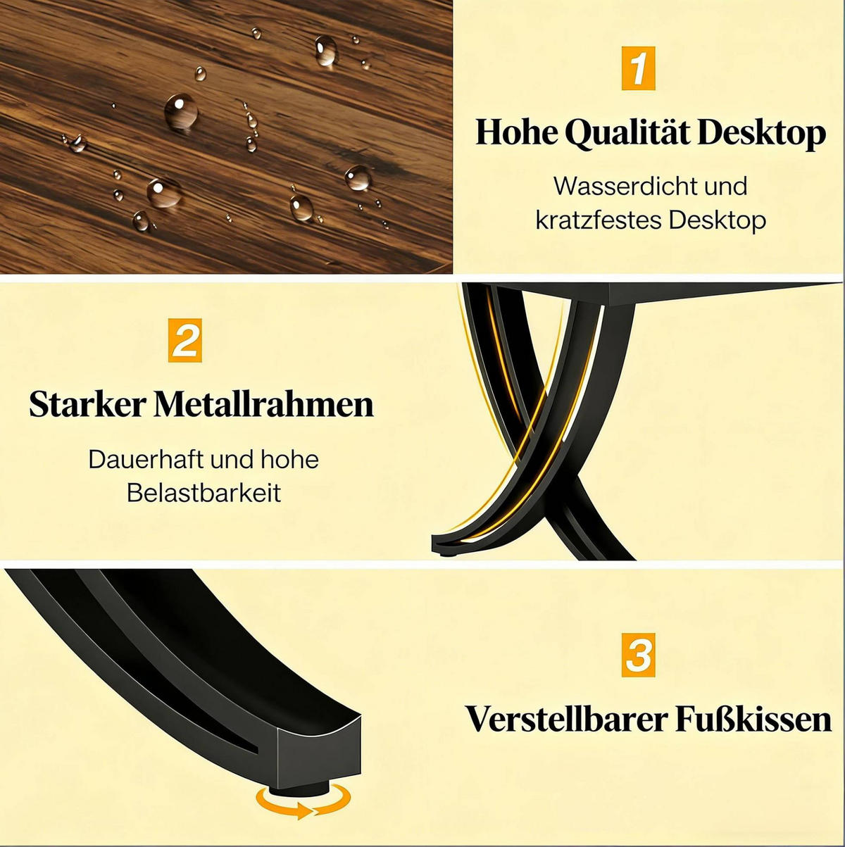 SCHREIBTISCH für 2 Personen 200 x 70 cm Metall Holz Black Rustic Brown - Schwarz, Metall (200/70/75cm) - Meubliv