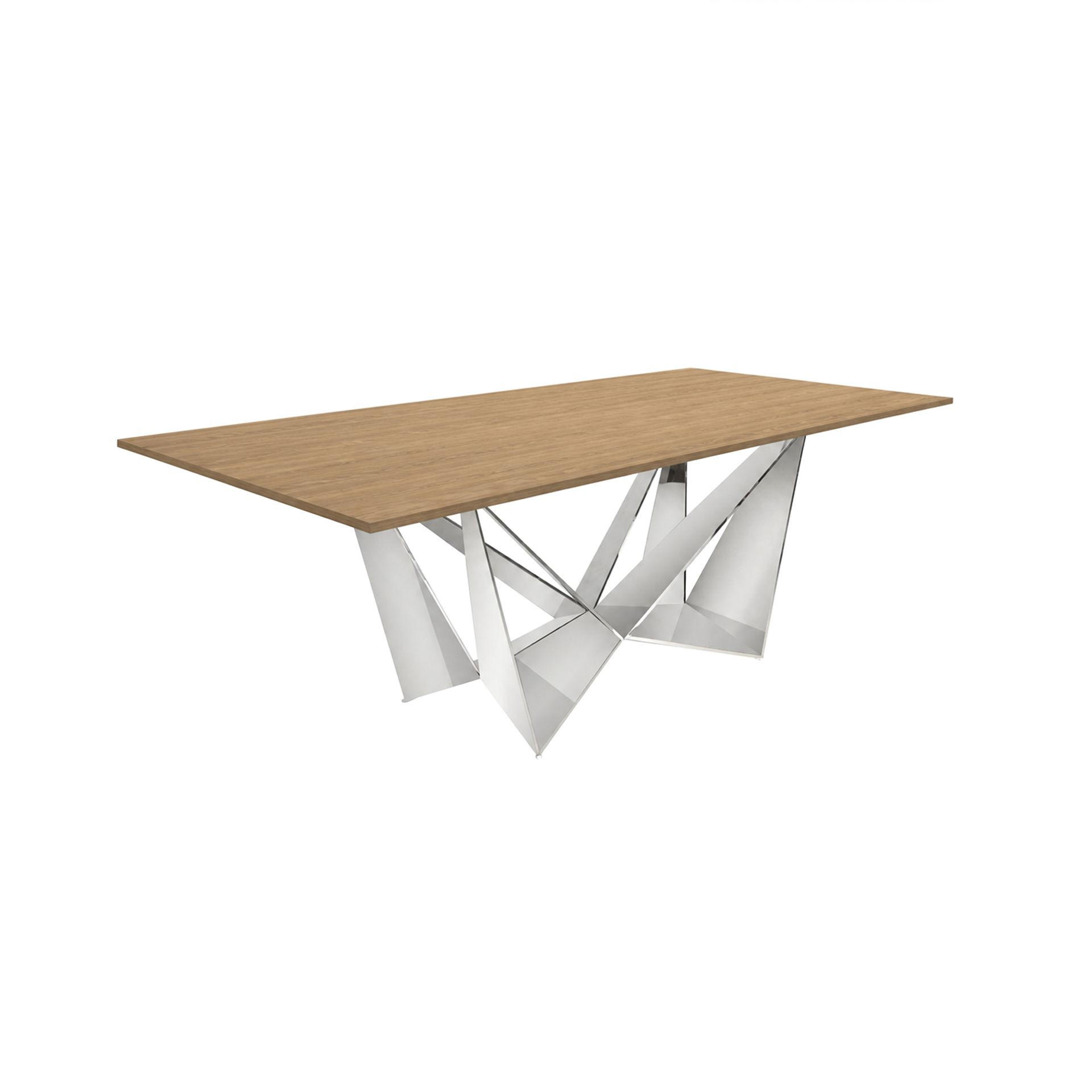 ESSTISCH Rechteckiger aus Eiche und verchromtem Stahl 200/95/75 cm - Edelstahlfarben/Eichefarben, Holz/Metall (95/200/75cm) - ANGEL CERDA