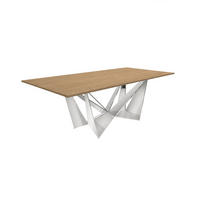 ESSTISCH Rechteckiger aus Eiche und verchromtem Stahl 200/95/75 cm - Edelstahlfarben/Eichefarben, Holz/Metall (95/200/75cm) - ANGEL CERDA