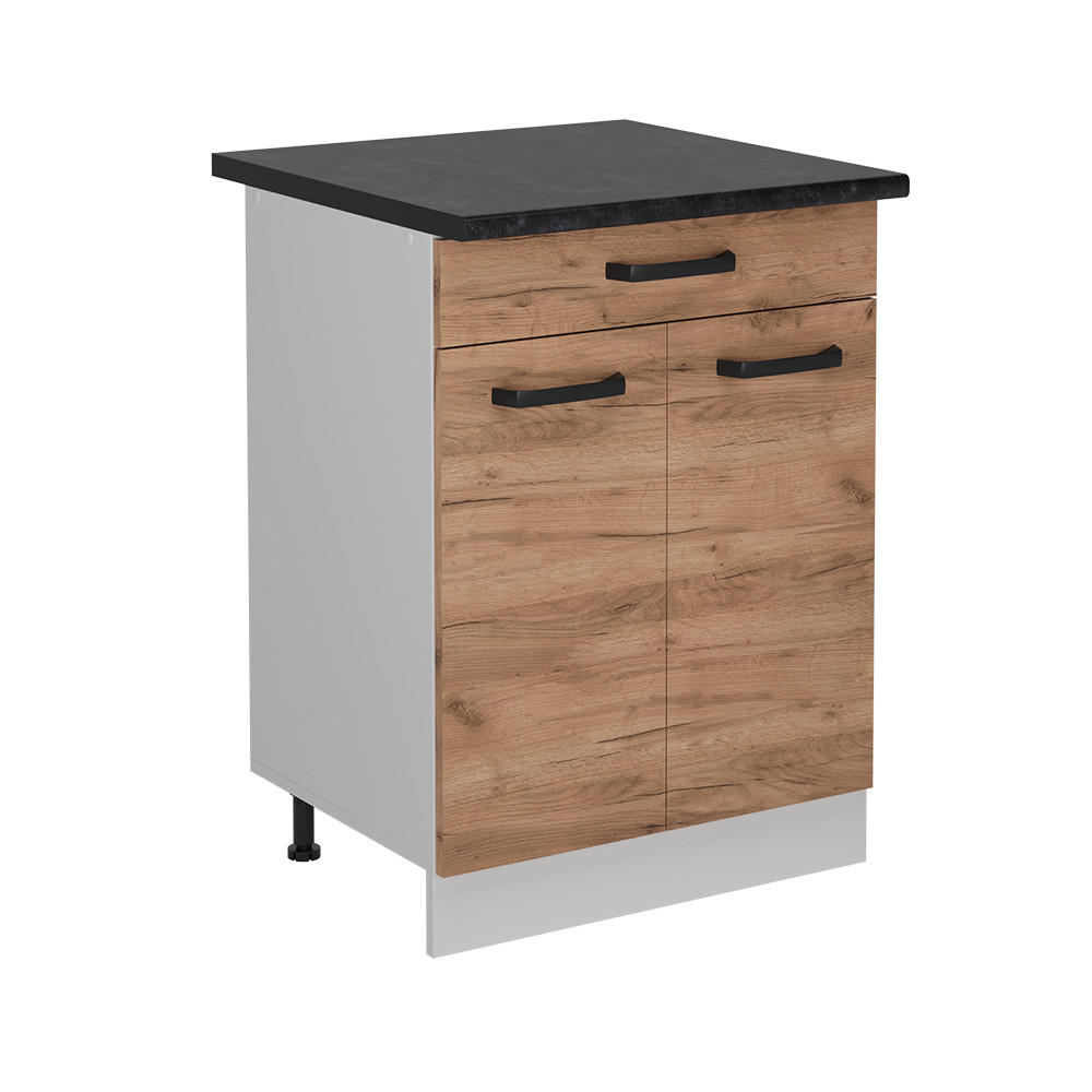 KÜCHENUNTERSCHRANK R-Line Goldkraft Eiche 60 cm AP Anthrazit - Honigeiche/Eiche Wotan, Holzwerkstoff (60/81.6/60cm) - Vicco