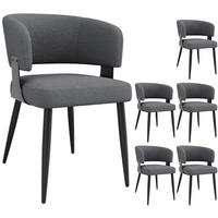 ARMLEHNSTUHL-SET DE-35615 6 Stück mit Flanellbezug Grau - Grau, Metall (46.5/81.5/59cm) - ComfortXL