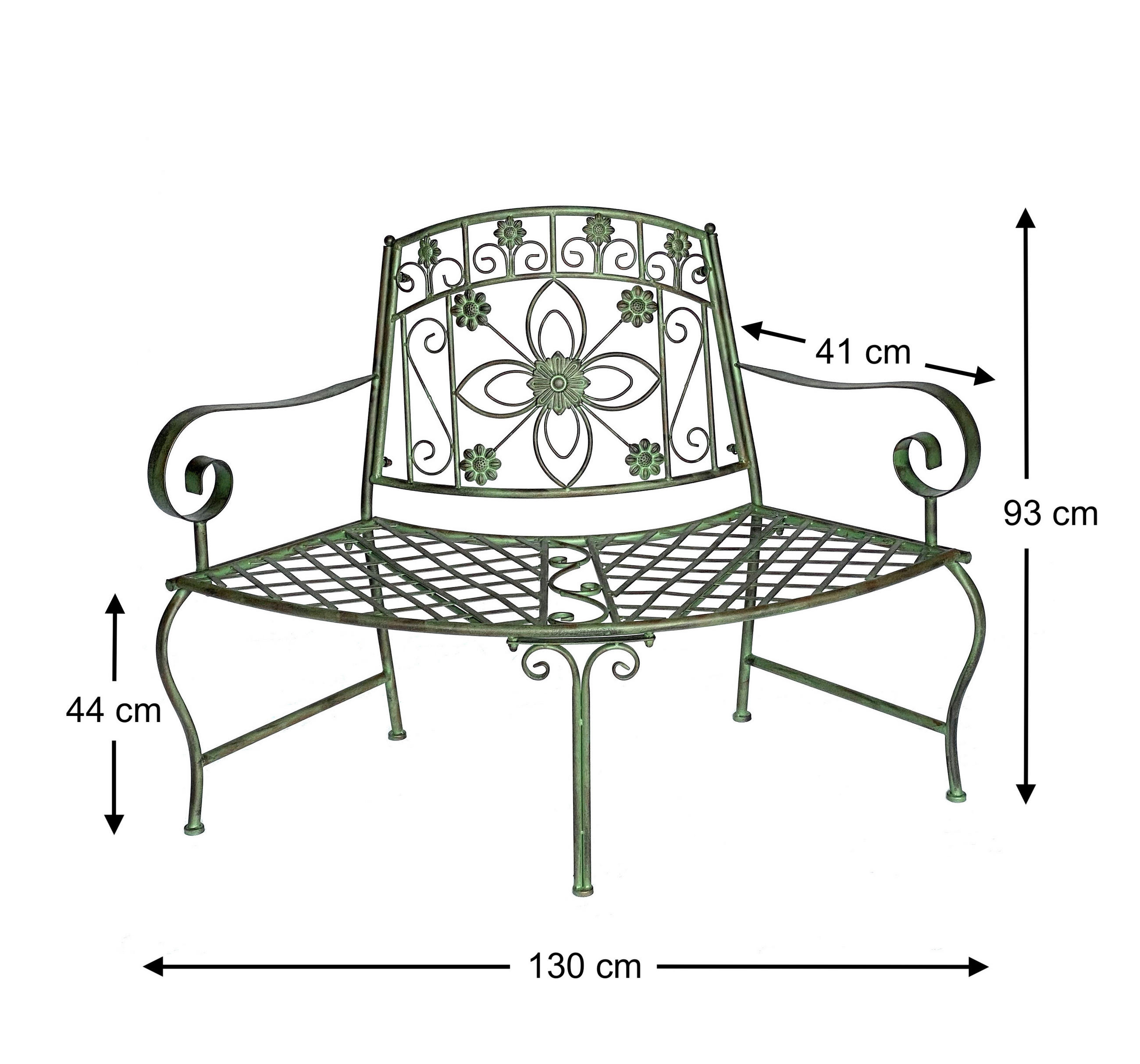 SITZBANK Halbrund Metall Grün 130 cm 96009 - Grün, Metall (130/93/60cm) - DanDiBo