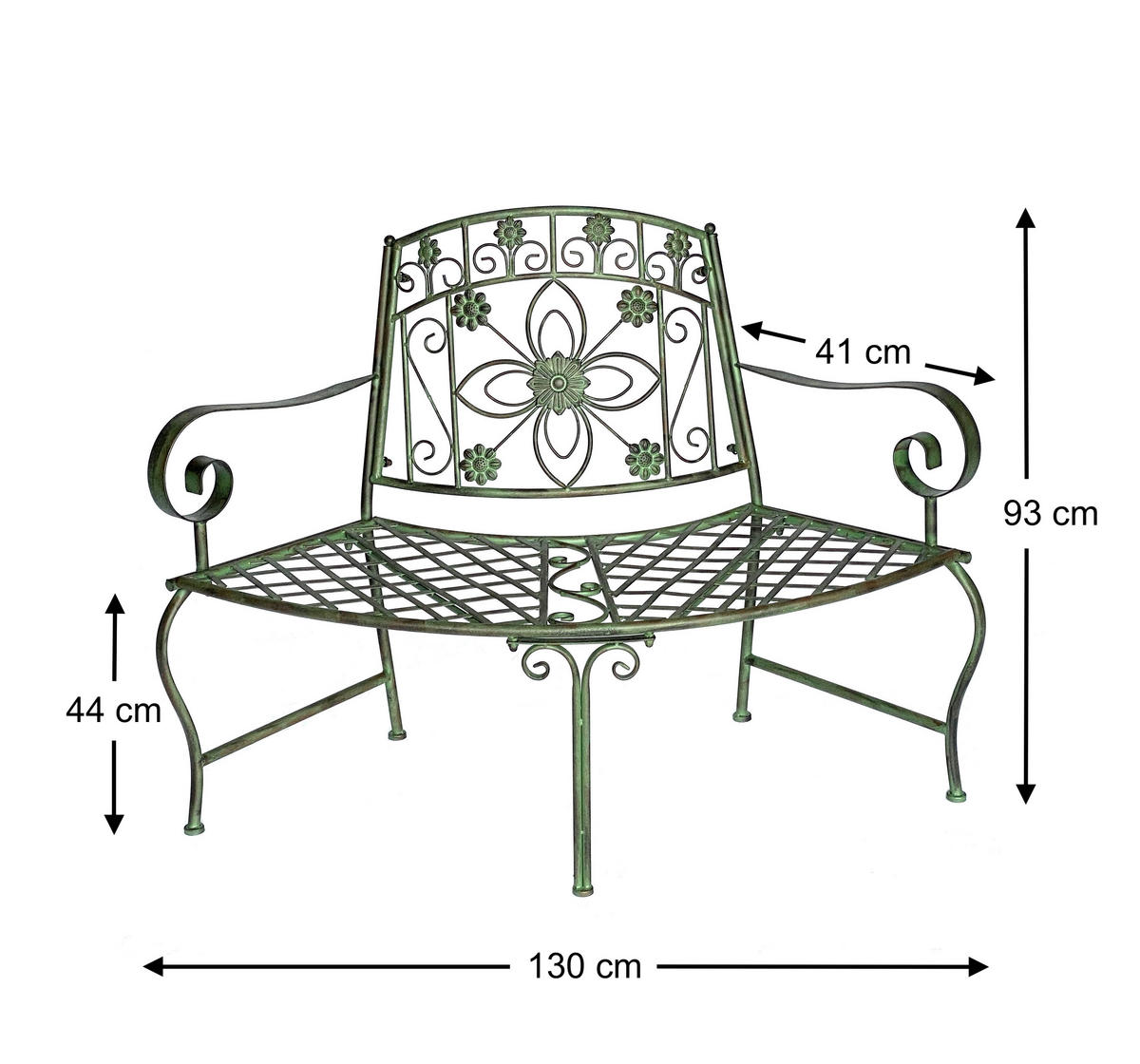 SITZBANK Halbrund Metall Grün 130 cm 96009 - Grün, Metall (130/93/60cm) - DanDiBo