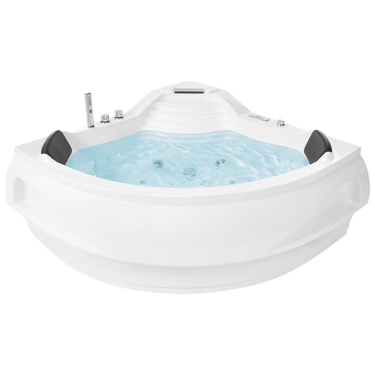 WHIRLPOOL BADEWANNE mit LED 145x210x67 cm weiß Monaco V3 - Weiß, Kunststoff (145/67/210cm) - Beliani