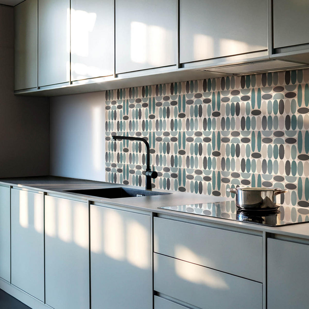 WANDPANEEL 20 Stück 20x20 cm selbstklebend Ovalis - Pastellblau, Kunststoff (20/1.6/20cm) - Wallfluent