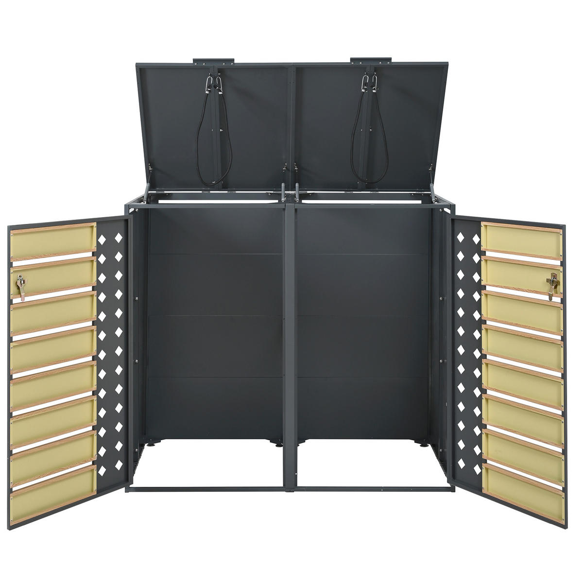 MÜLLTONNENBOX Mit Klappdeckel Holzoptik/Grau - Braun, Metall (132/118.5/80cm) - ComfortXL