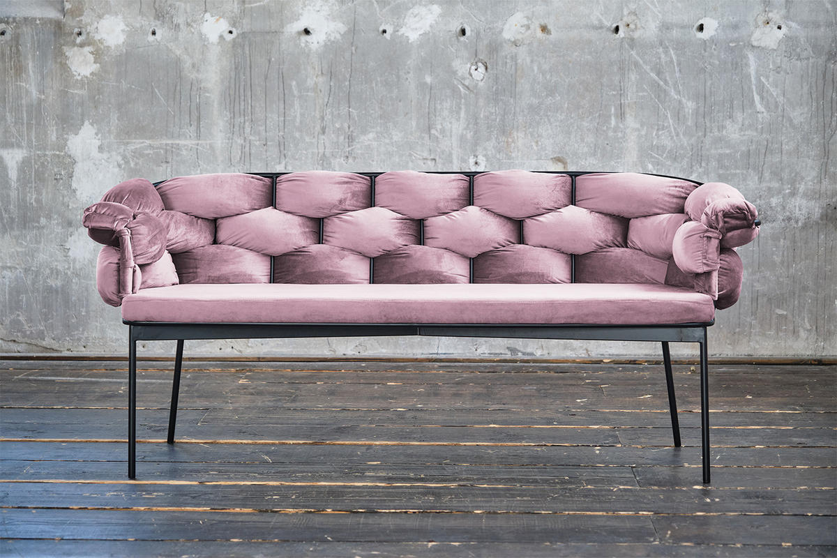 SITZBANK MONTY Pink Velvet - Pink, Textil (240/78/62cm) - KAWOLA