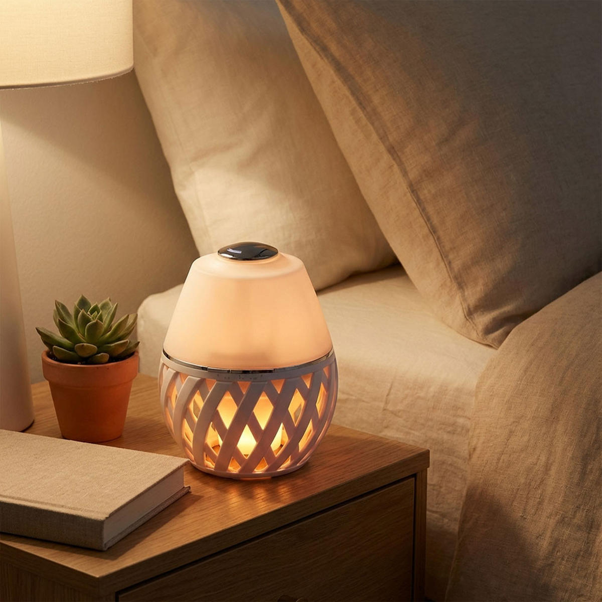 LED TISCHLEUCHTE Stream Weiß - Weiß, Kunststoff (14.8/14.8/20cm) - Globo Lighting