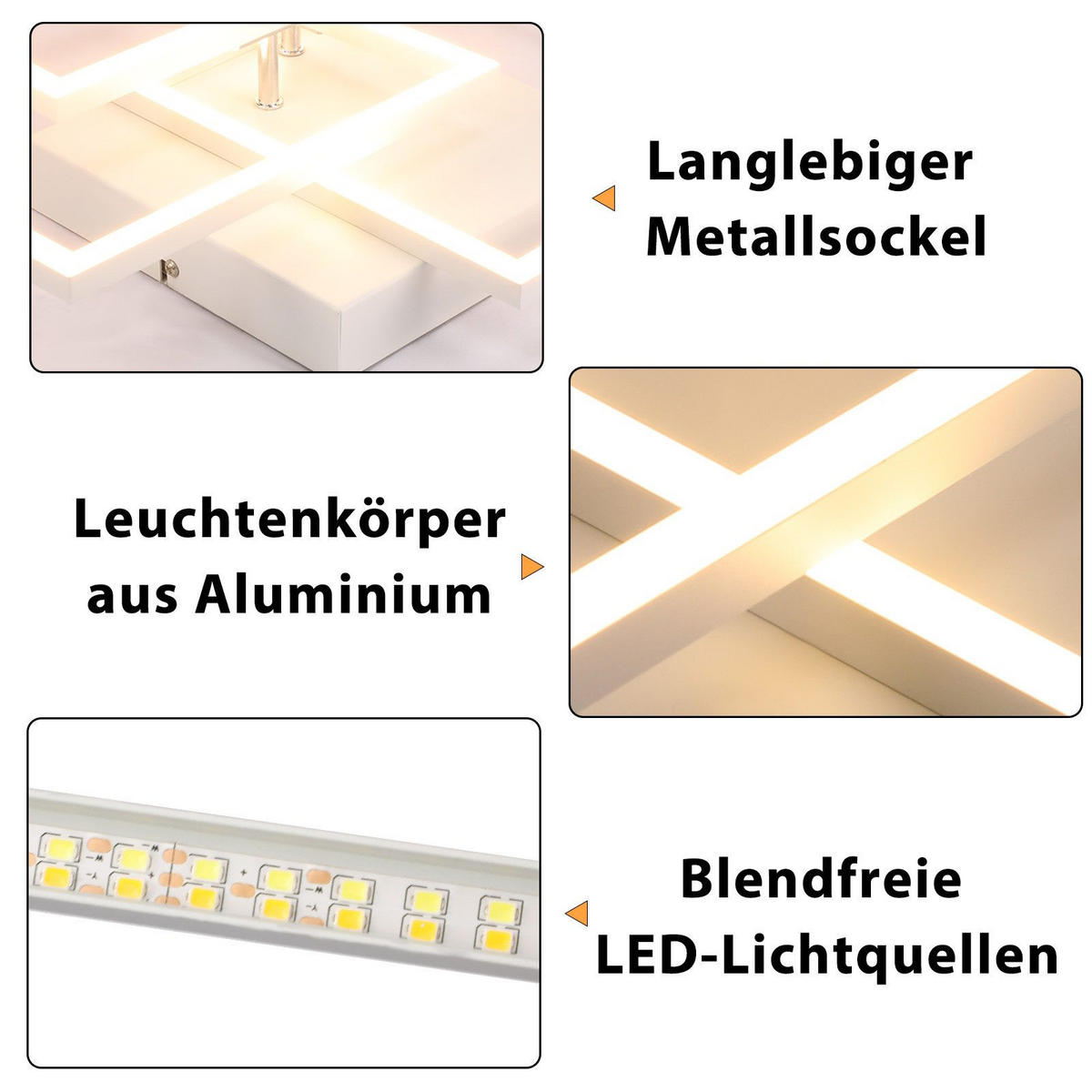 LED-DECKENLEUCHTE Maloney 40/40/9 cm - Weiß, Metall (40/40/9cm) - Nettlife