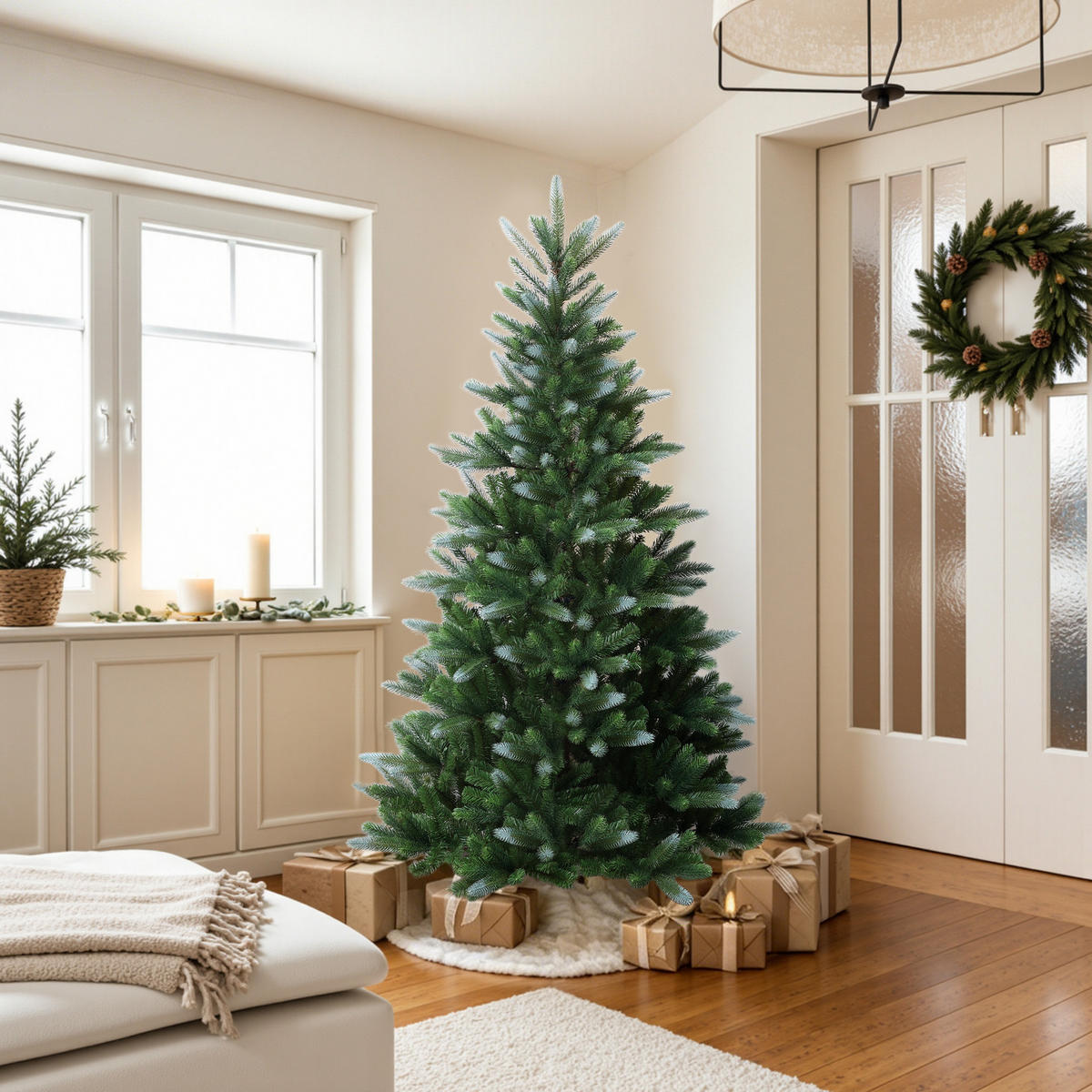 WEIHNACHTSBAUM 180 cm, Zweifarbig, 701 PE-/PVC-Spitzen - Grün, Kunststoff (180cm) - Hometopia