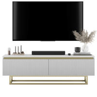 TV-SCHRANK Selene Glamour Weiß Matt mit Metallrahmen 140 cm - Goldfarben/Weiß, Holzwerkstoff/Metall (140/44/35cm) - Meble Lindner