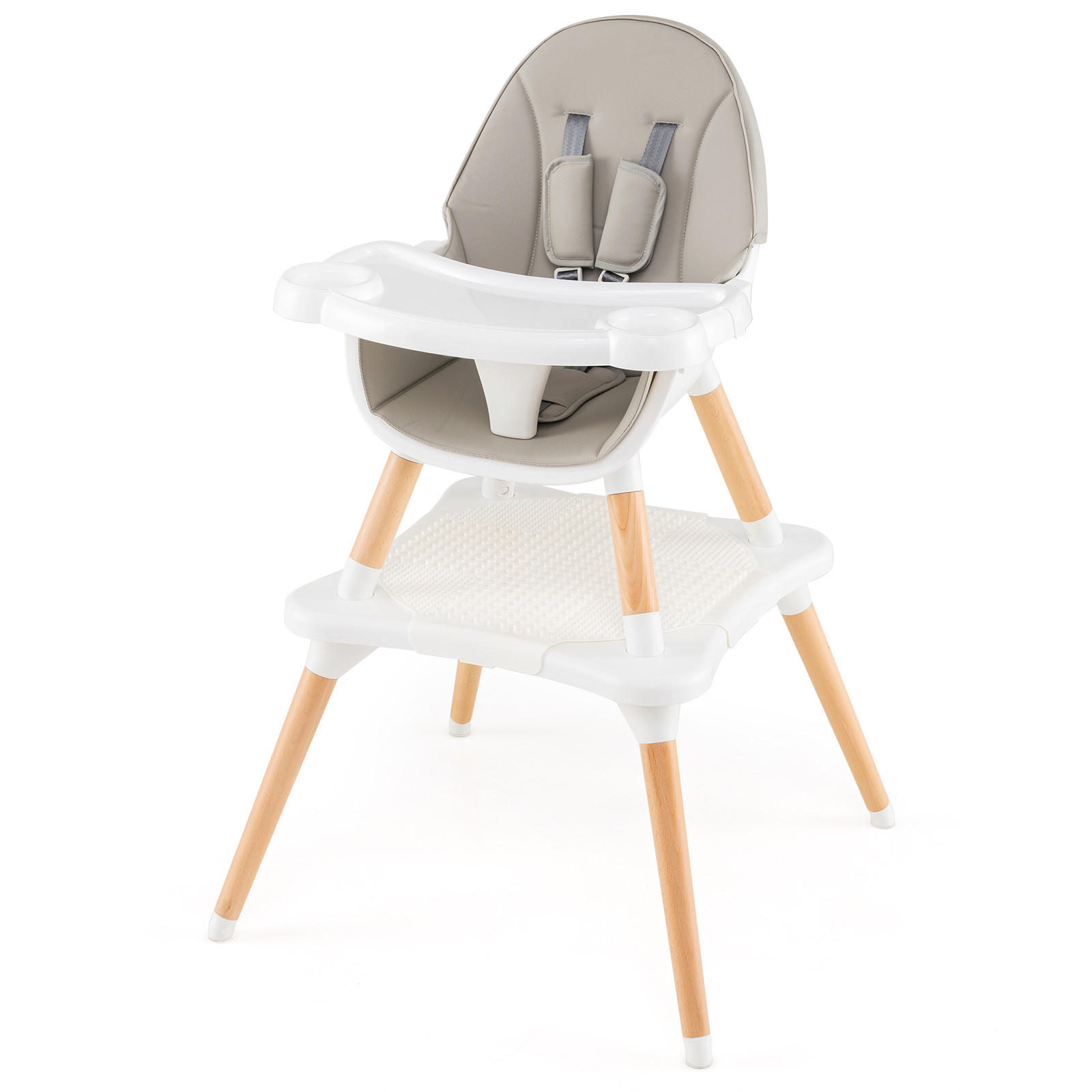 KINDERHOCHSTUHL mit Bausteintisch grau - Grau, Kunststoff (62/100/62cm) - COSTWAY