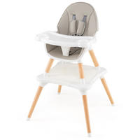 KINDERHOCHSTUHL mit Bausteintisch grau - Grau, Kunststoff (62/100/62cm) - COSTWAY