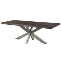 BAUMTISCH Mango 180x90x77 grau lackiert / Kreuzgestell silber matt FREEFORM 5 - Silberfarben/Grau, Holz (180/90/77cm) - Massivmoebel24