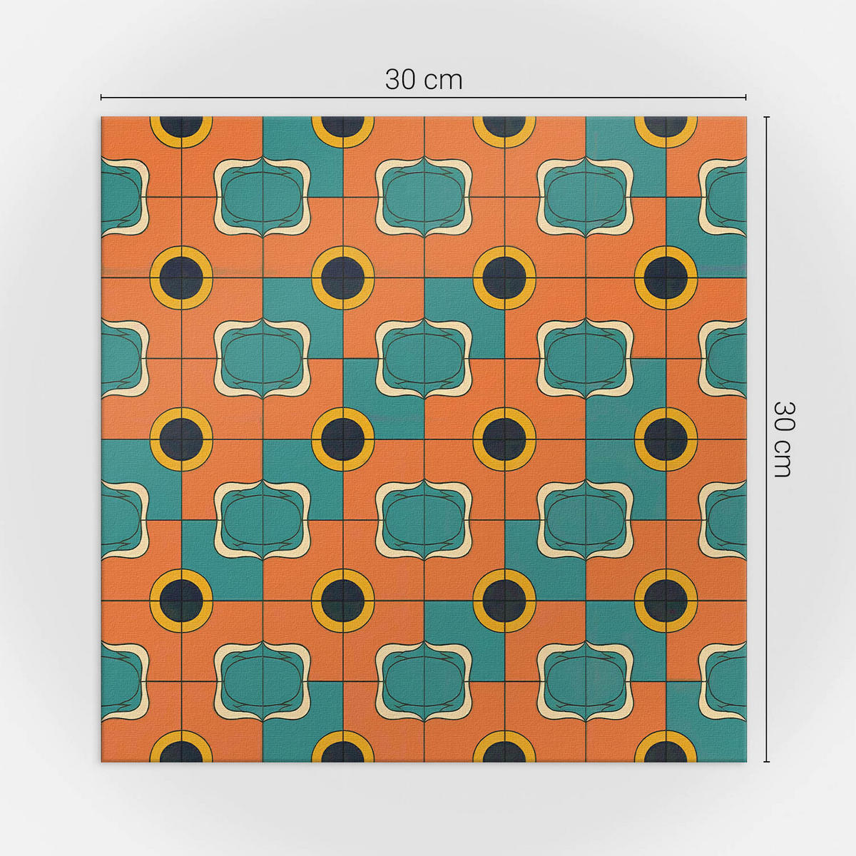 WANDPANEEL 9 Stück 30x30 cm selbstklebend Retrovia - Dunkelorange, Kunststoff (30/1.6/30cm) - Wallfluent