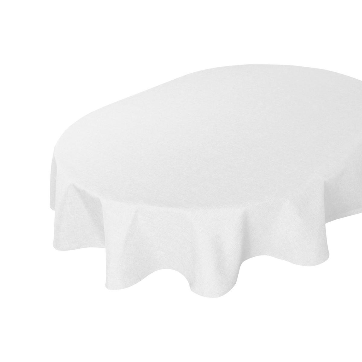 TISCHDECKE Leinenoptik 160/260 cm oval Weiß - Weiß, Textil (160/260cm) - TiborTex