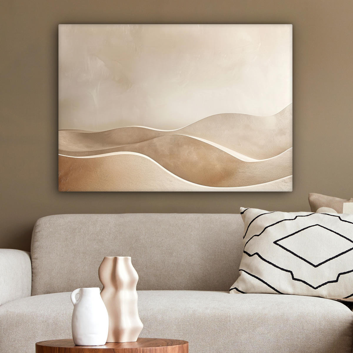 LEINWANDBILD Beige - Natur - Abstrakt - Modern Wandbilder 80x60 cm - Beige, Textil (80/60cm) - MuchoWow