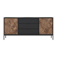 SIDEBOARD - 185 cm x 49 cm - Holz, Platte - Schwarz, Naturfarben Dunkel - MIALINE - Schwarz/Naturfarben, Holz (185/83/49cm) - Vente-Unique