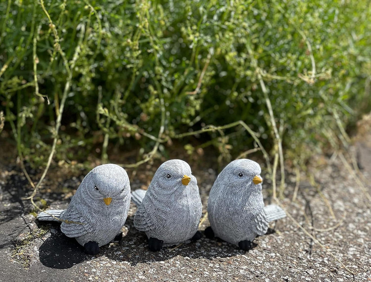 STEINFIGUR 3er Set Vögel mittel, frostfest Steinguss - Grau, Stein (5/8/9cm) - stoneandstyle