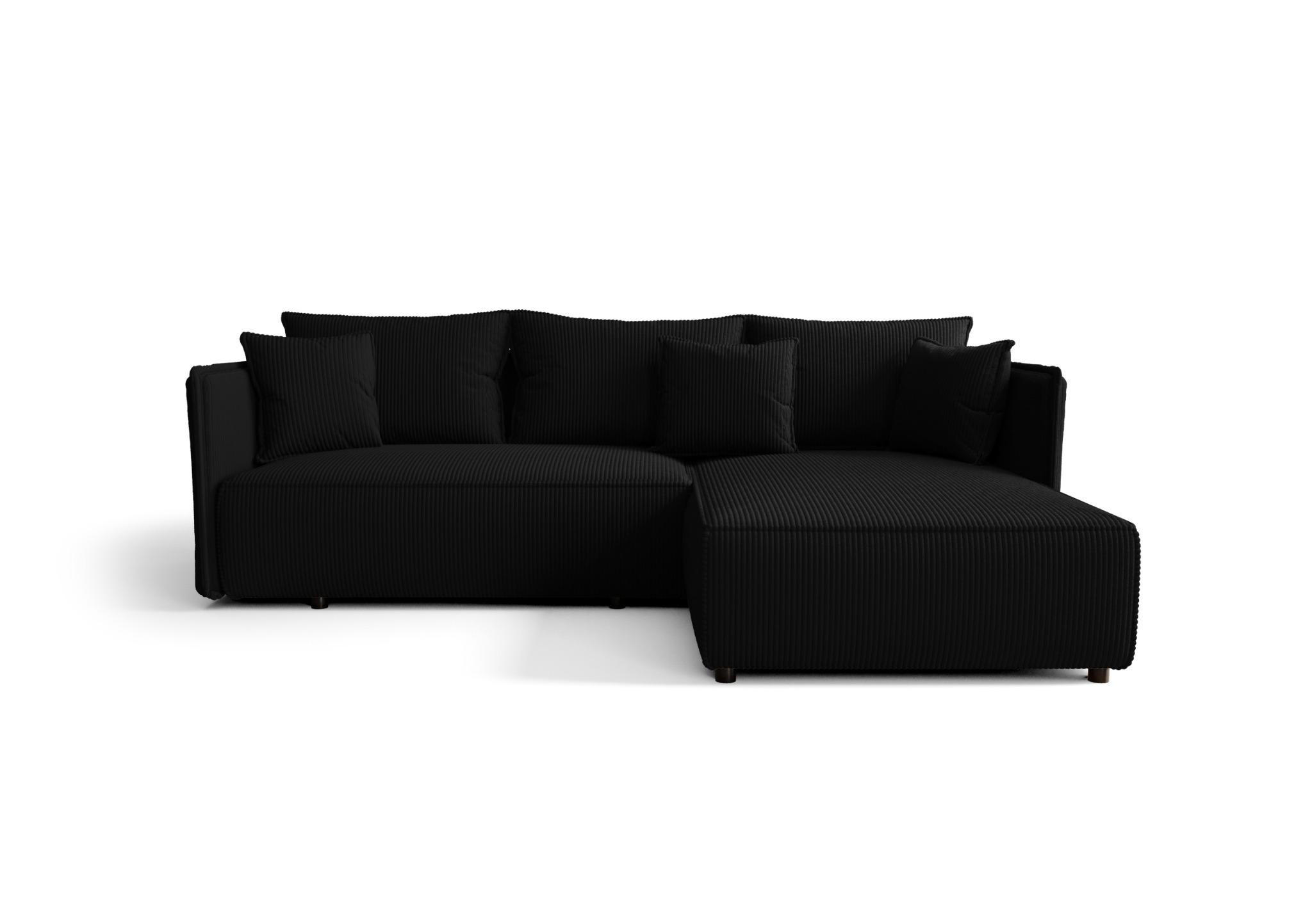 ECKSOFA mit Schlaffunktion MILANO R Poso 135 Rechts - Schwarz, Textil (245/185cm) - Bedante
