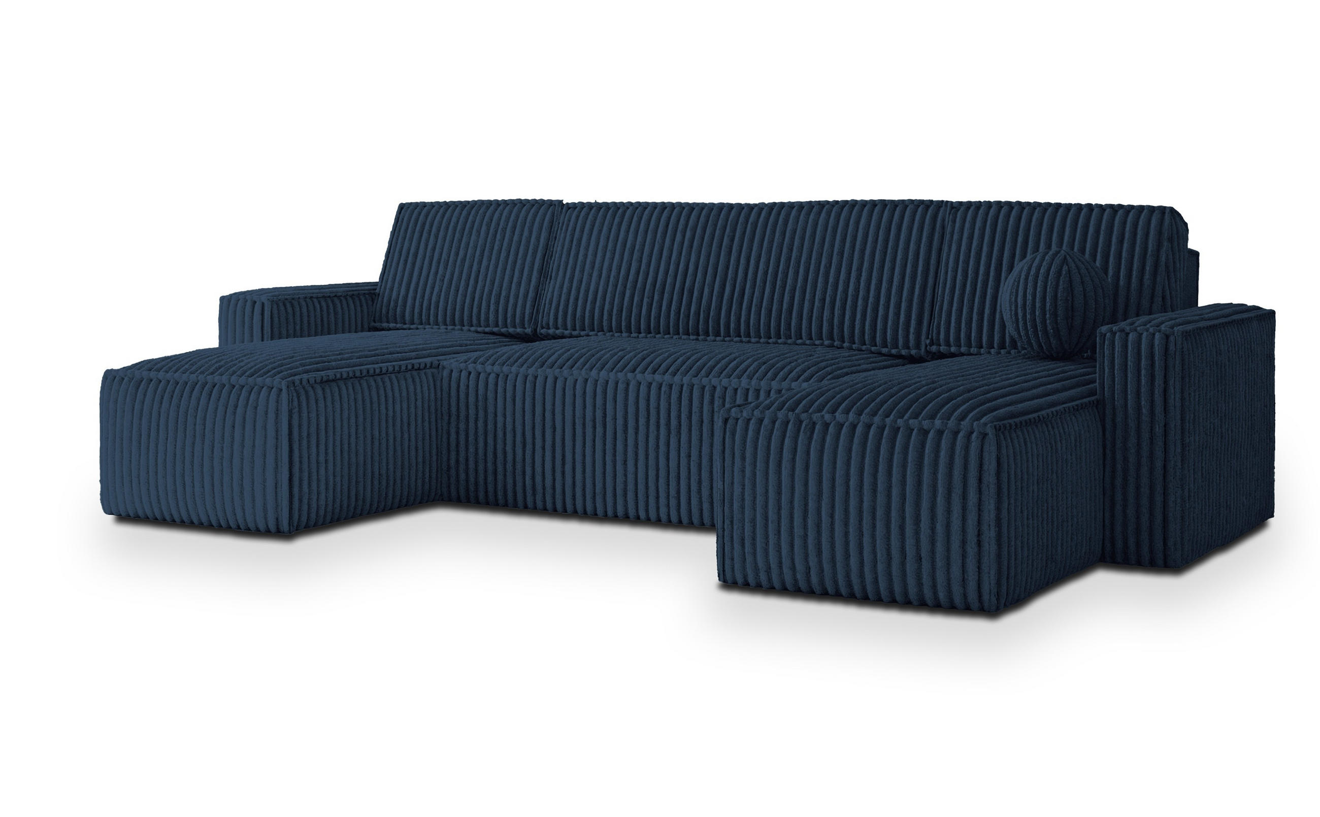 ROHOVÁ SEDAČKA PESANO modrá - šedá/modrá, dřevo/textil (306/140cm) - MASSENO