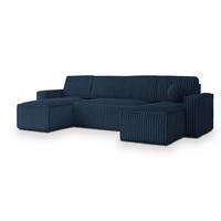 ROHOVÁ SEDAČKA PESANO modrá - šedá/modrá, dřevo/textil (306/140cm) - MASSENO