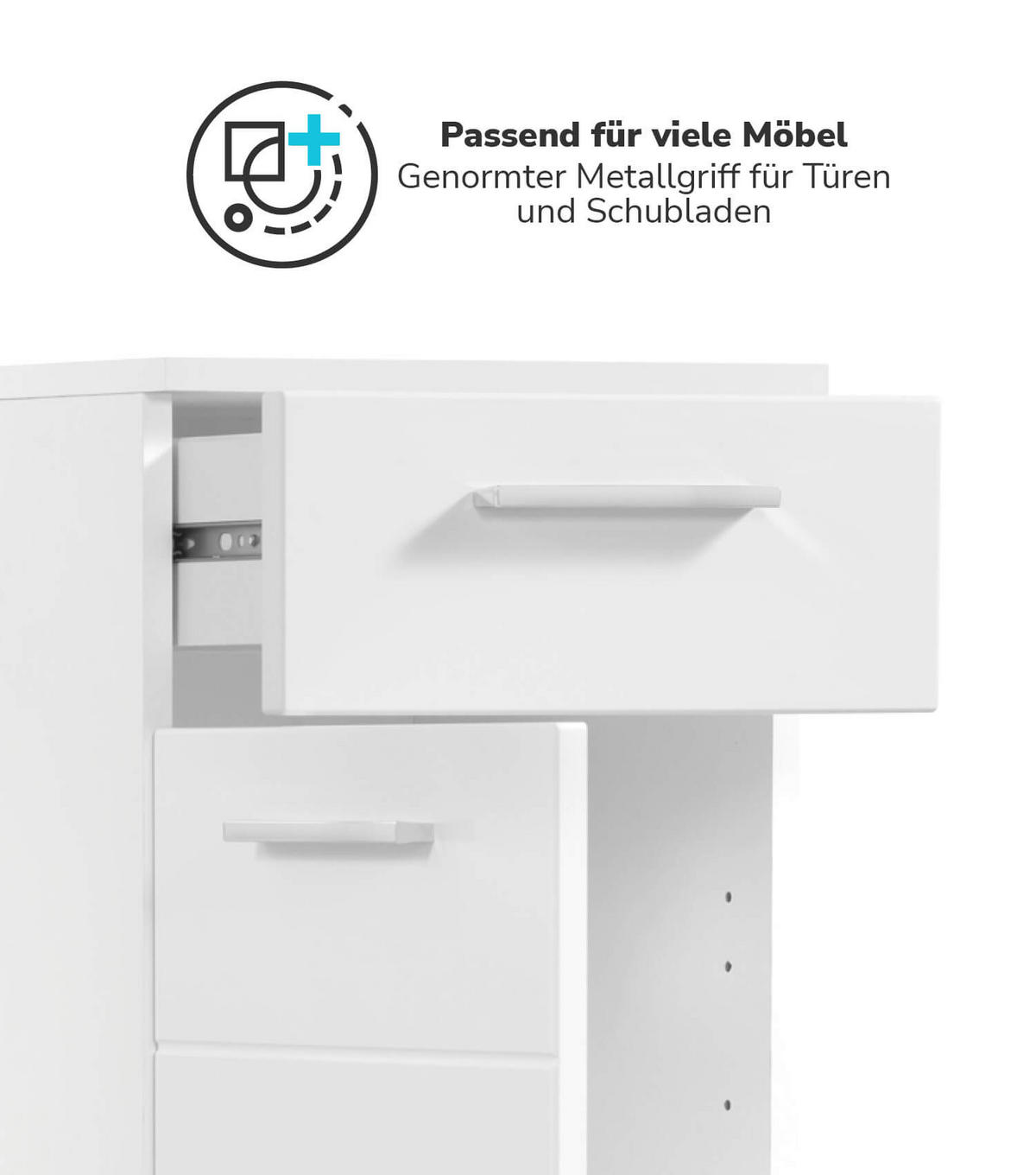 MÖBELGRIFF Der Griffige - Weiß, Metall (15/2/1cm) - Mokebo