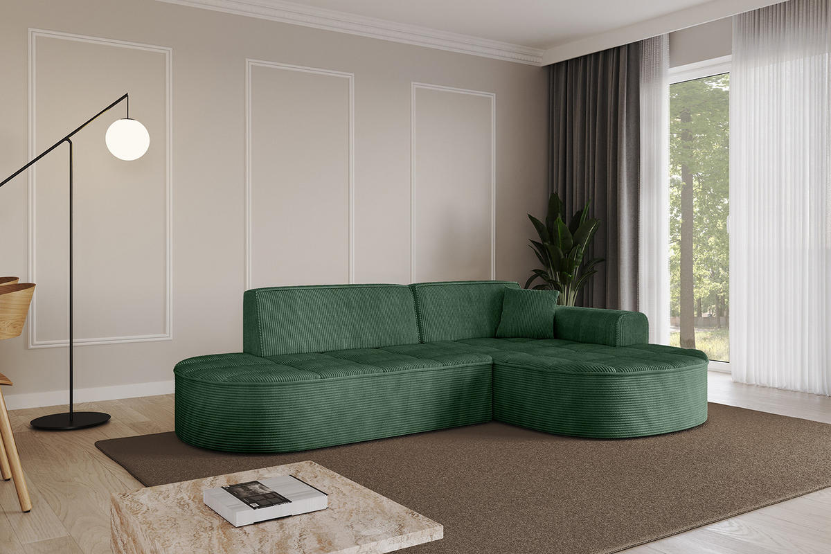 ECKSOFA Ottomane Rechts TARO-L1 - 243x171x79,5 cm Grün - Grün, Holzwerkstoff/Textil (243/171cm) - ALTDECOR