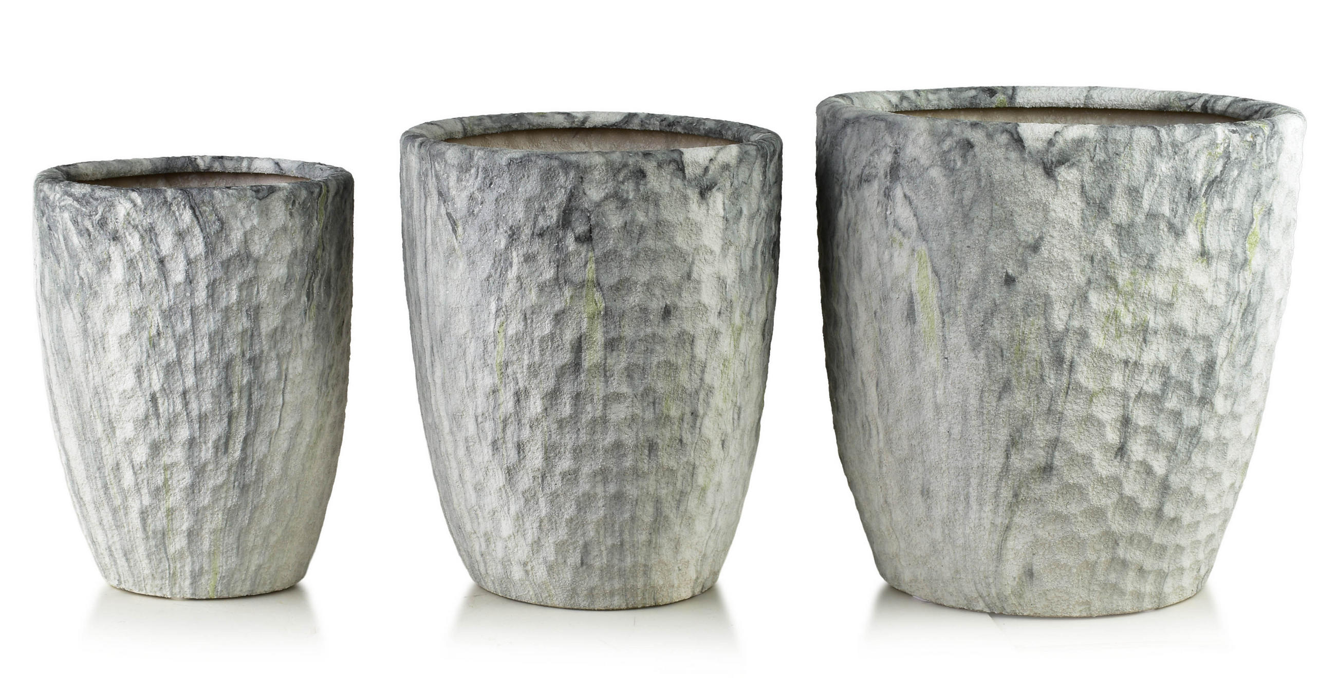 ÜBERTOPF-SET NEVA 3-tlg Grau 39/39/42cm 32/32/38,5cm 26/26/35cm Keramik - Grau, Keramik (40/43/40cm) - Mondex