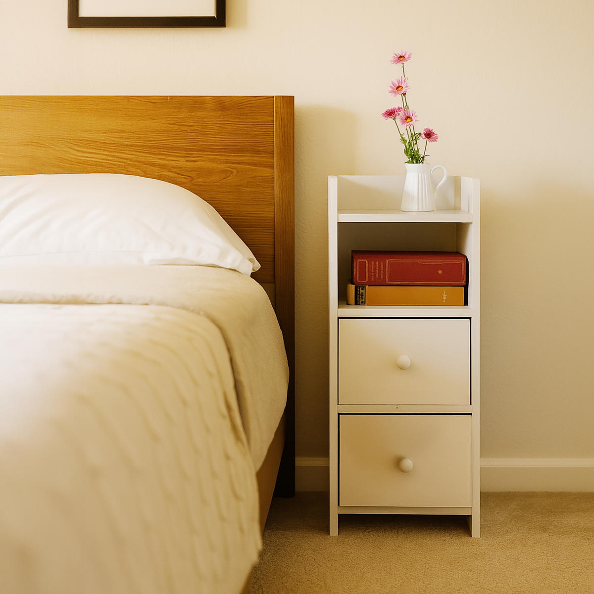 NACHTTISCH - Weiß, Holzwerkstoff (22.5/55/34cm) - Relaxdays