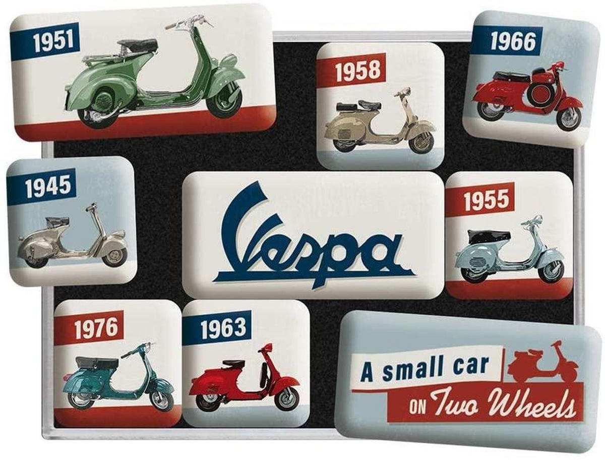 MAGNETSET 9-teilig Vespa Model Chart - Multicolor, Metall (9/7/2cm) - Nostalgic-Art