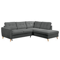 ECKSOFA mit Ottomane - Anthrazit/Braun, Holz/Textil (230/200cm) - home24