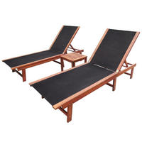 SONNENLIEGEN 2 Stk. mit Tisch Akazie Massivholz und - Braun, Holz (66/34/200cm) - furnicato
