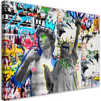 WANDBILD skulptur von david und freiheitsstatue nyc - Multicolor, Textil (60/40cm) - Feeby
