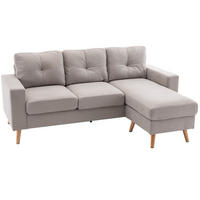 ECKSOFA 193/136/85 cm hellgrau aus Leinenoptik mit Chaiselongue - Hellgrau, Textil (136/193cm) - OKWISH