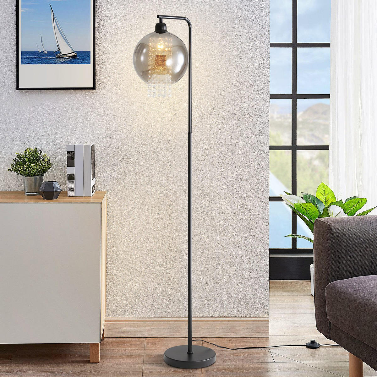 STEHLAMPE Yance 163.5/45/25cm - Schwarz, Metall (163.5/45/25cm) - Nettlife