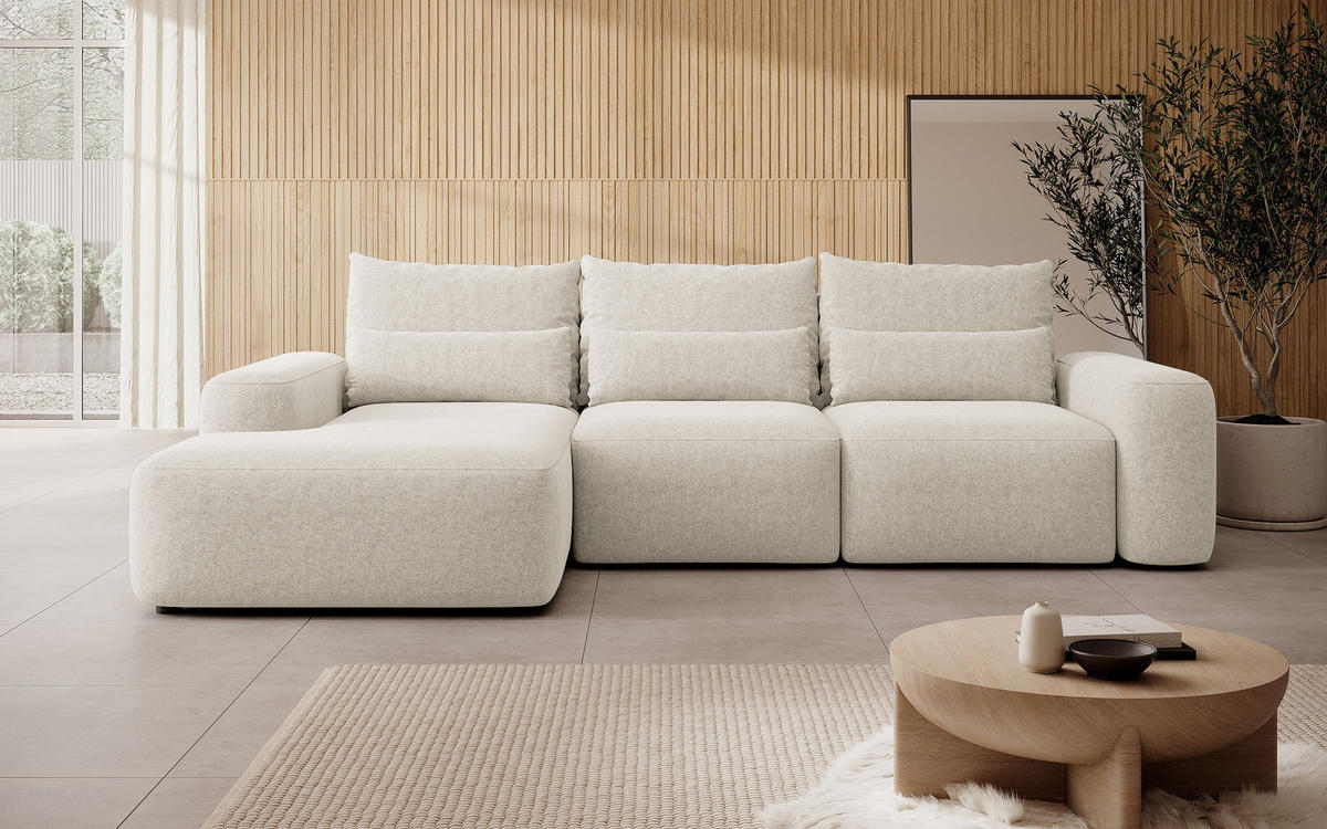 ECKSOFA Carnos Chenille-Bezug in Creme - Creme, Textil (264/162cm) - Selsey