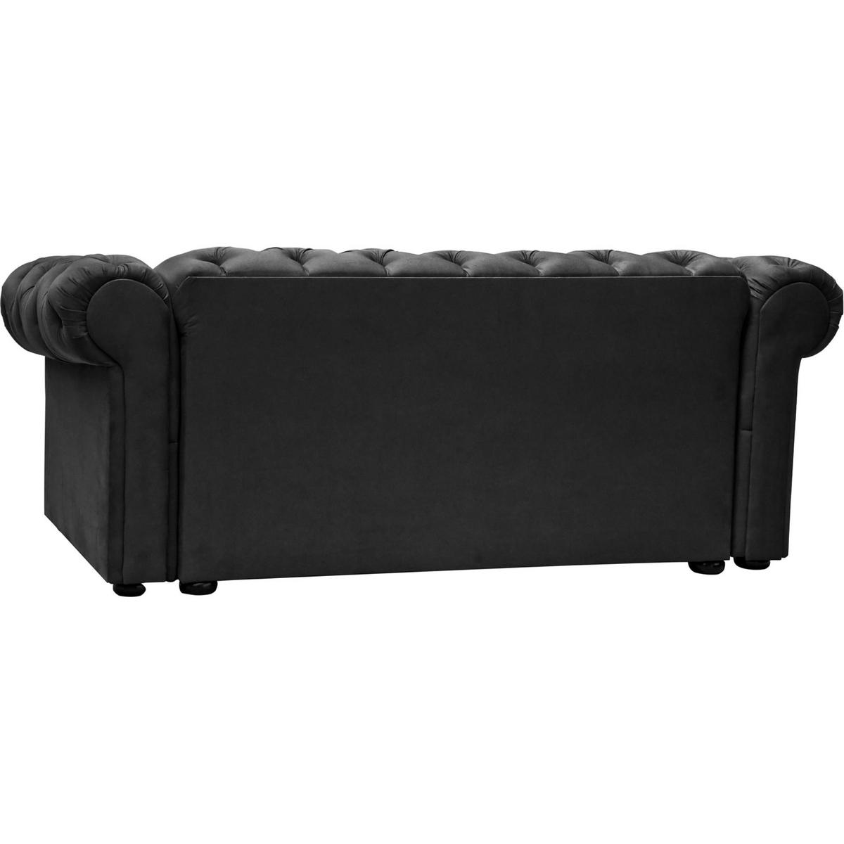 SOFA Chester 2-Sitzer, im Chesterfield-Stil, Schwarz - Wengefarben/Schwarz, Textil (202/82/92cm) - Beautysofa